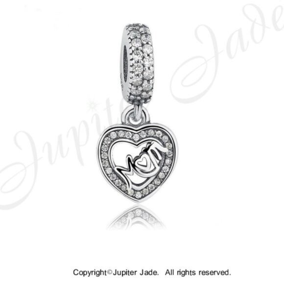 Pandora Silver Heart Mom Charm - Picture 1 of 2